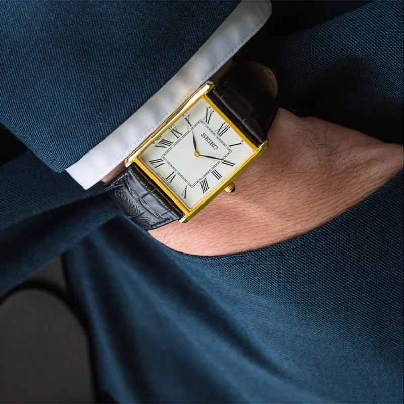 Seiko Classic Quartz White Dial Leather Men's Watch– SWR052